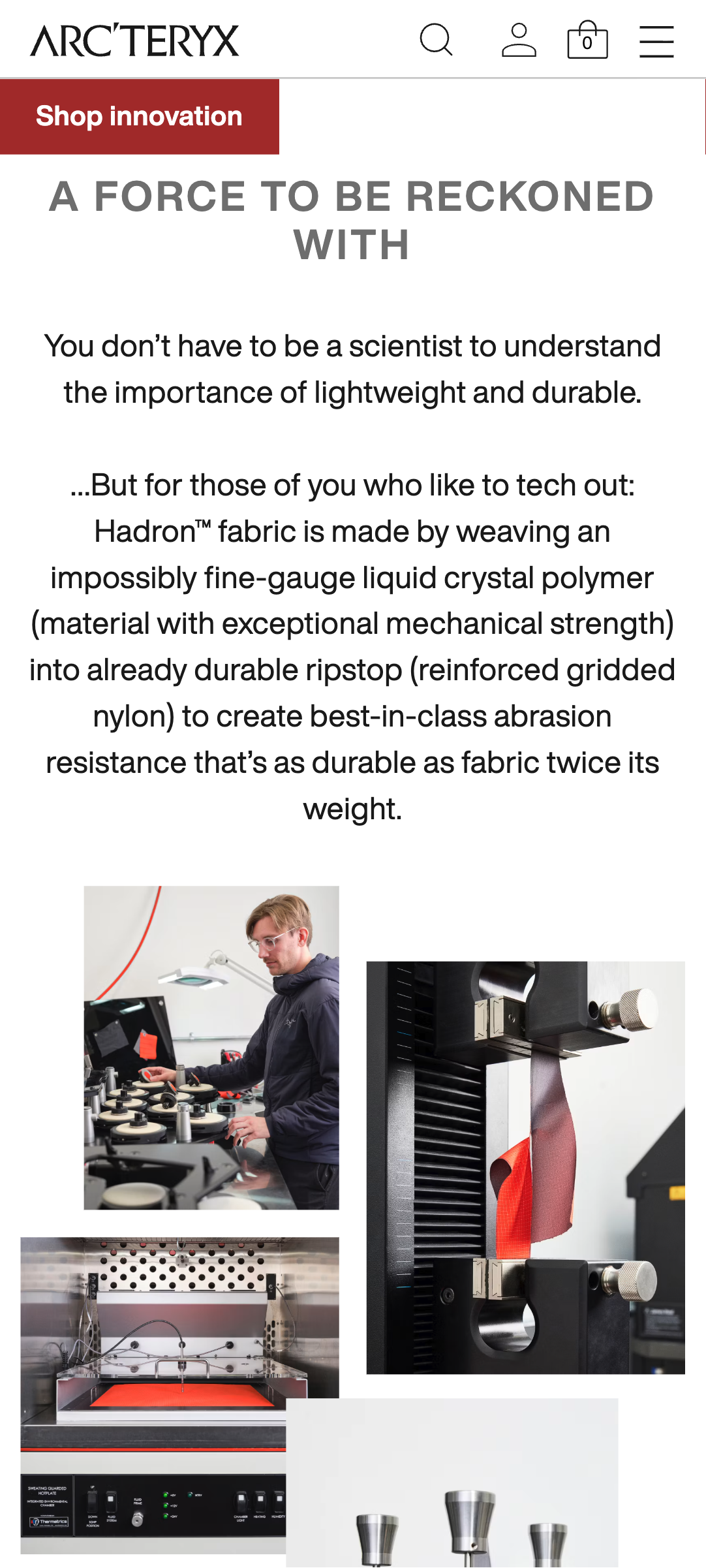 Obsessive Design Hadron feature page on mobile